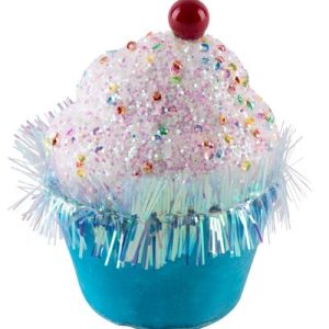 Dekorácia MagicHome Vianoce Candy Line, mafin, modrý, závesný, 7x7x11 cm