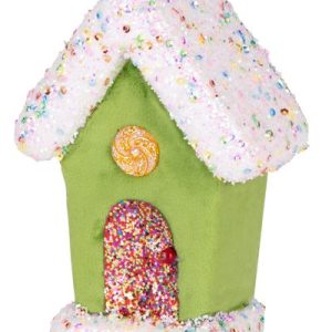 Dekorácia MagicHome Vianoce Candy Line, domček, zelený, závesný, 11x16 cm