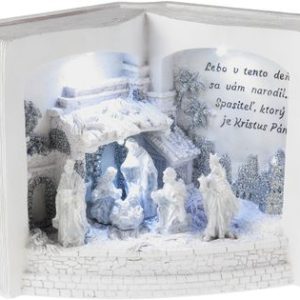 Dekorácia MagicHome Vianoce, Betlehem v knihe, 3 LED, 3xAA, interiér, 27,50x12x19 cm