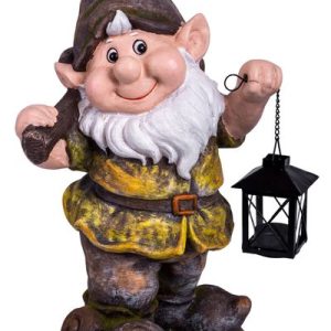 Dekorácia MagicHome Gecco, Trpaslík s lampášikom, magnesia, 25x20x45 cm