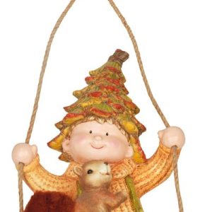 Dekorácia MagicHome Nature, Chlapček sediaci na šiške, keramika, 30,50x24,50x46,50 cm