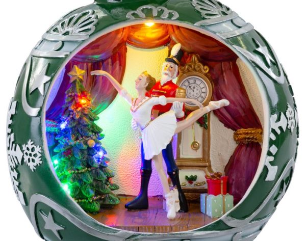 Dekorácia MagicHome Vianoce, Balet v guli, 7 LED, farebná, s melódiami, 3xAA, interiér, 30,50x26,50x31,70 cm – Obrázok 4
