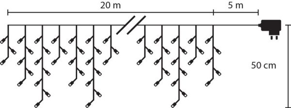 Reťaz MagicHome Vianoce Icicle, 800 LED studená biela, cencúľová, jednoduché svietenie, 230 V, 50 Hz, IP44, exteriér, osvetlenie, L-20 m – Obrázok 2