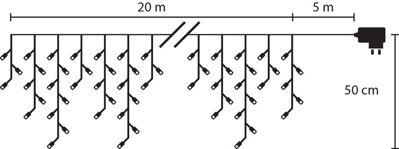Reťaz MagicHome Vianoce Icicle, 800 LED studená biela, cencúľová, jednoduché svietenie, 230 V, 50 Hz, IP44, exteriér, osvetlenie, L-20 m – Obrázok 2