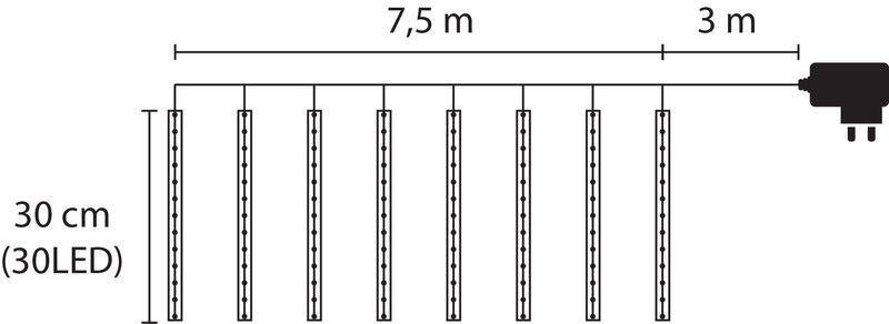 Reťaz MagicHome Vianoce Icicle, 720 LED studená biela, 24 cencúľov, vodopádový efekt, 230 V, 50 Hz, IP44, exteriér, osvetlenie, L-7,50 x 0,30 m – Obrázok 2