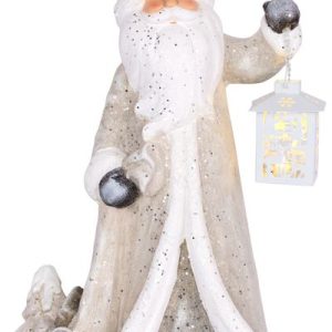 Dekorácia MagicHome Vianoce, Santa s lampášom, 1 LED, 2xAAA, keramika, 34x21x65 cm