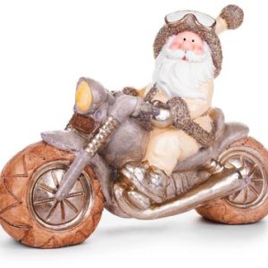 Dekorácia MagicHome Vianoce, Santa na motorke, retro, keramika, 47x18,5x34 cm