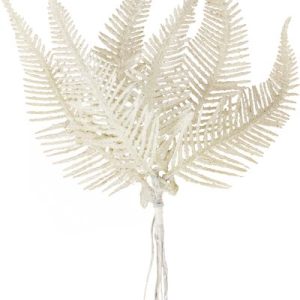 Vetvička MagicHome Vianoce, papraď, biela, 19 cm