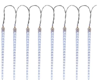 Reťaz MagicHome Vianoce Icicle, 288x LED studená biela, 8 cencúľov, vodopádový efekt, 230 V, 50 Hz, IP44, exteriér, osvetlenie, L-3,50 m, bez adaptéru