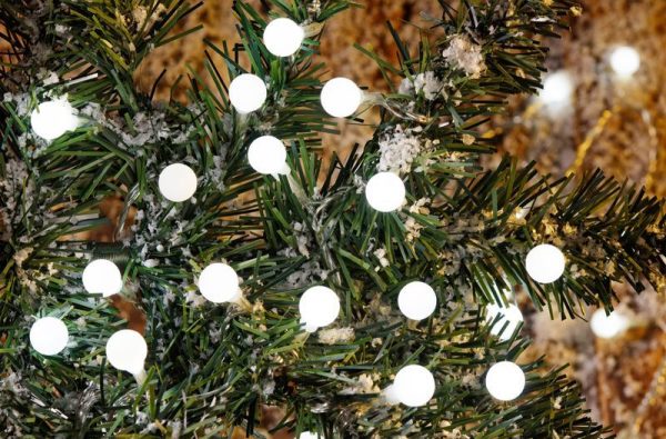 Reťaz MagicHome Vianoce Cherry Balls, 100x LED studená biela, IP44, 8 funkcií, osvetlenie, L-9,90 m – Obrázok 2