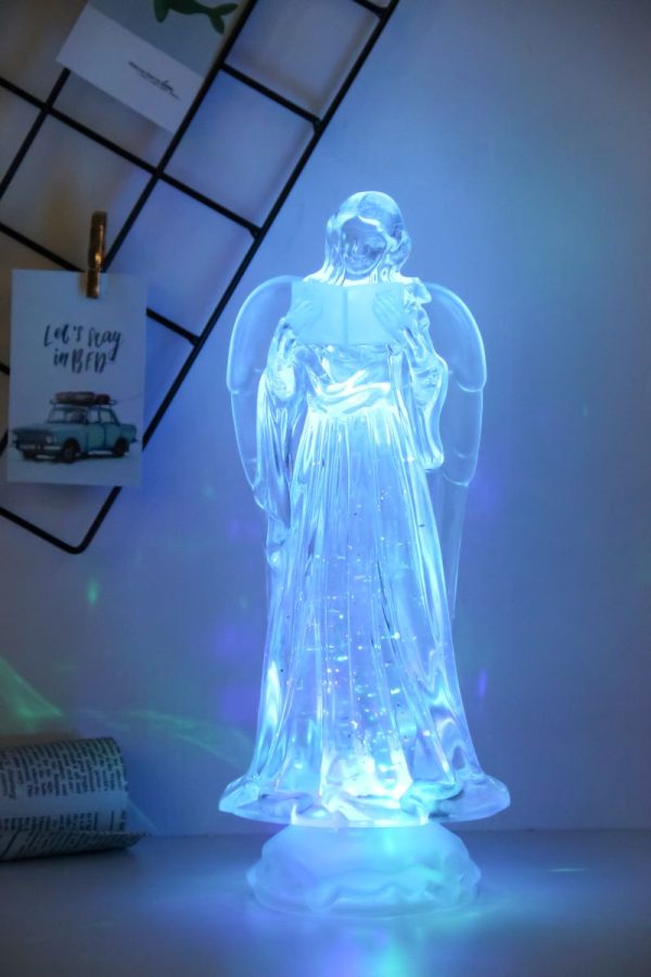 Dekorácia MagicHome Vianoce, Anjel, LED, meniaca farby, s plávajúcimi trblietkami, PE, 3xAAA, 10x25 cm – Obrázok 3