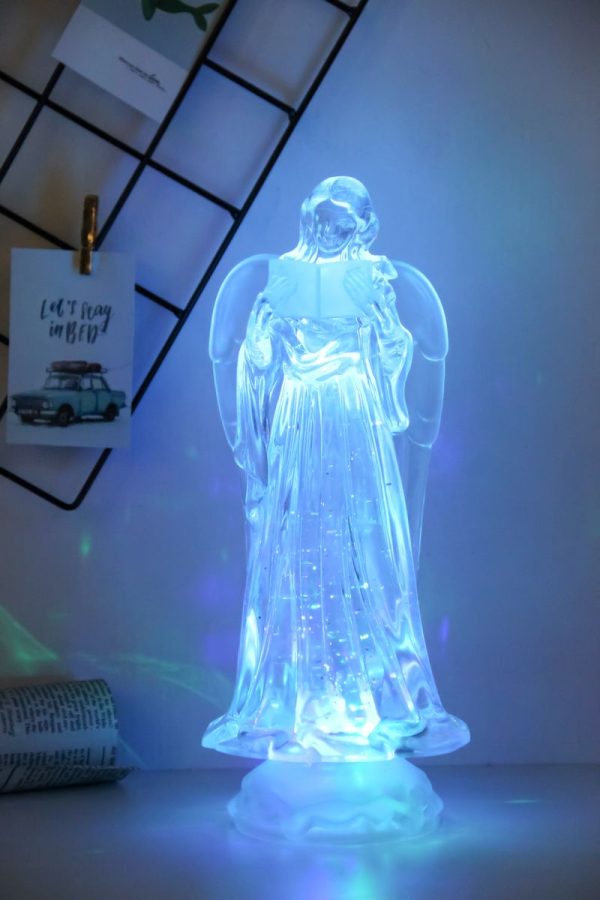 Dekorácia MagicHome Vianoce, Anjel, LED, meniaca farby, s plávajúcimi trblietkami, PE, 3xAAA, 10x25 cm – Obrázok 2