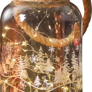 Dekorácia MagicHome Vianoce, Sklenená dóza, 30x LED teplá biela, 3xAAA, IP44, exteriér, 13x23,50 cm