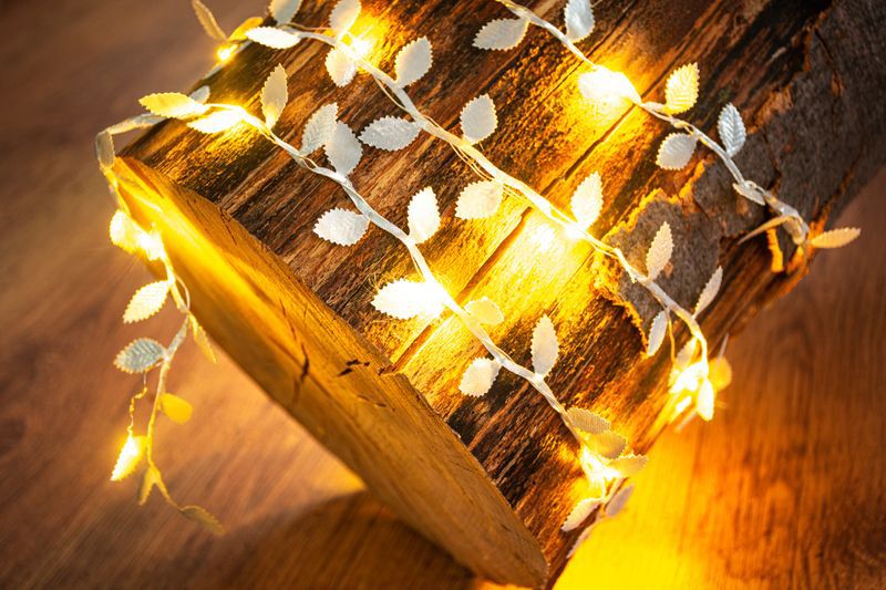 Reťaz MagicHome Vianoce Leafdeco, 20x mLED teplá biela, 2xAA, IP 20, interiér, osvetlenie, L-1,90 m – Obrázok 3