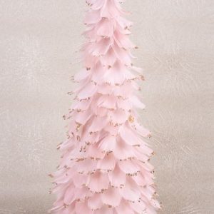 Dekorácia MagicHome Vianoce, Stromček z páperia, ružový, 22x46 cm