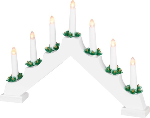 Svietnik MagicHome Vianoce, 7x LED teplá biela, biely, 2xAA, interiér, 39x4,5x29 cm – Obrázok 3