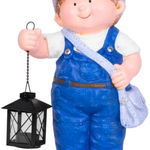 Dekorácia MagicHome, Chlapček s lampášom, keramika, 22,5x16x41 cm