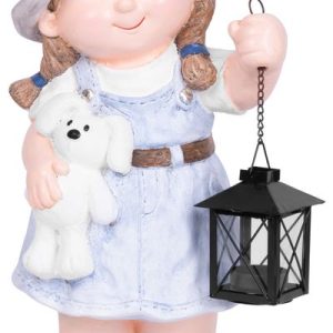 Dekorácia MagicHome, Dievčatko s lampášom, keramika, 20,5x16x41 cm