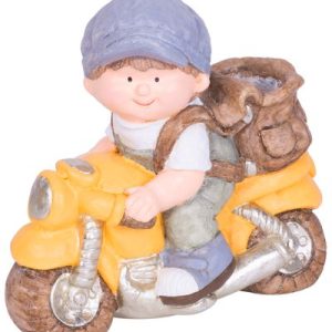 Dekorácia MagicHome, Chlapček na motorke, keramika, 38x20x36 cm