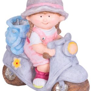 Dekorácia MagicHome, Dievčatko na skútri, keramika, 36,5x17,5x37,5 cm