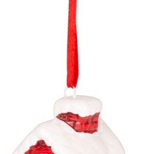 Dekorácia MagicHome Vianoce, Domček, LED, terakota, závesný, 5,5x5x7,2 cm