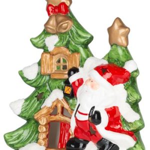 Dekorácia MagicHome Vianoce, Stromček so santom, LED, terakota, 2xAAA, 27,3x11x34 cm