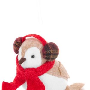 Dekorácia MagicHome Vianoce, Vtáčik so šálom, 12 cm