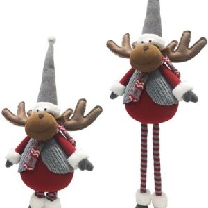 Dekorácia MagicHome Vianoce, Sob, červený, so sivým svetríkom, teleskopické nohy, 88 cm
