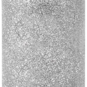 Sviečka MagicHome Vianoce, 5,5x12 cm, valcová, strieborná, s glitrami