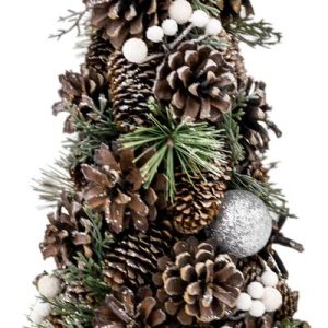Stromček MagicHome Vianoce, prírodný, so zelenými guľami, 36 cm