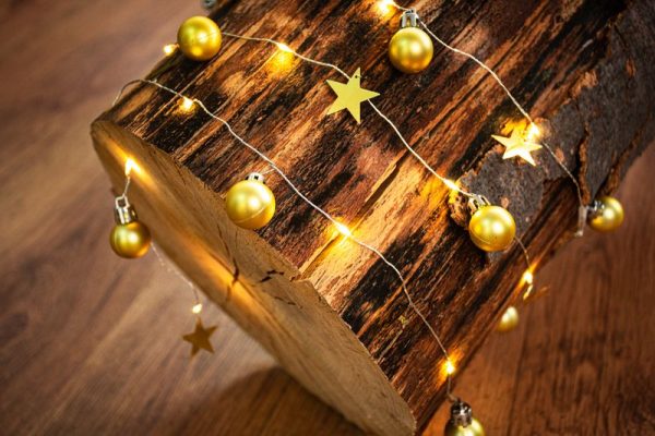 Reťaz MagicHome Vianoce Ball, 20x LED teplá biela, s guľami a hviezdami, zlatá, 2xAA, jednoduché svietenie, osvetlenie, L-1,9 m – Obrázok 4