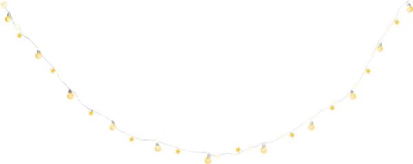 Reťaz MagicHome Vianoce Ball, 20x LED teplá biela, s guľami a hviezdami, zlatá, 2xAA, jednoduché svietenie, osvetlenie, L-1,9 m – Obrázok 2