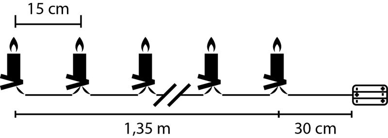 Sviečka MagicHome Vianoce, so štipcom, reťaz, 10x LED, 2xAA, 10 ks, časovač, 1,5x9 cm – Obrázok 3