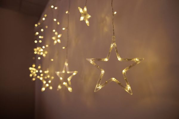 Reťaz MagicHome Vianoce Curtain, 138x LED teplá biela, s hviezdami, 230V, 8 funkcií, osvetlenie, L-220x60/90 cm – Obrázok 5