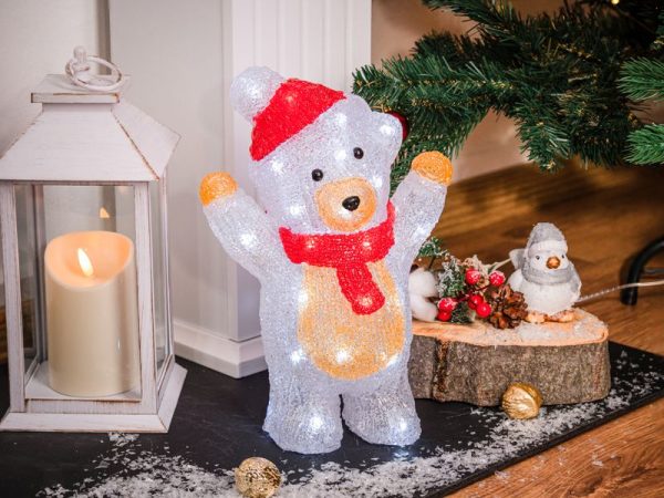Dekorácia MagicHome Vianoce, Medveď, 30x LED, studená biela, akryl, IP44, exteriér, 19x11,5x30 cm – Obrázok 2