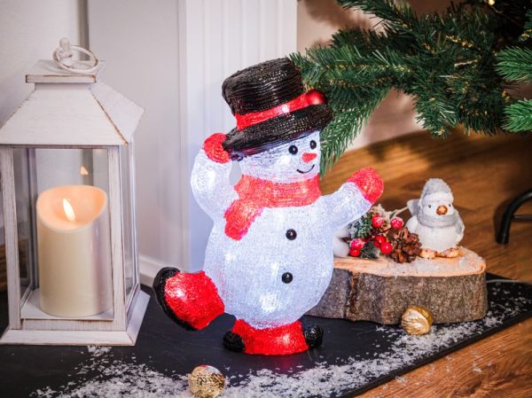 Dekorácia MagicHome Vianoce, Snehuliak, 30x LED, studená biela, akryl, IP44, exteriér, 22x14x30 cm – Obrázok 2