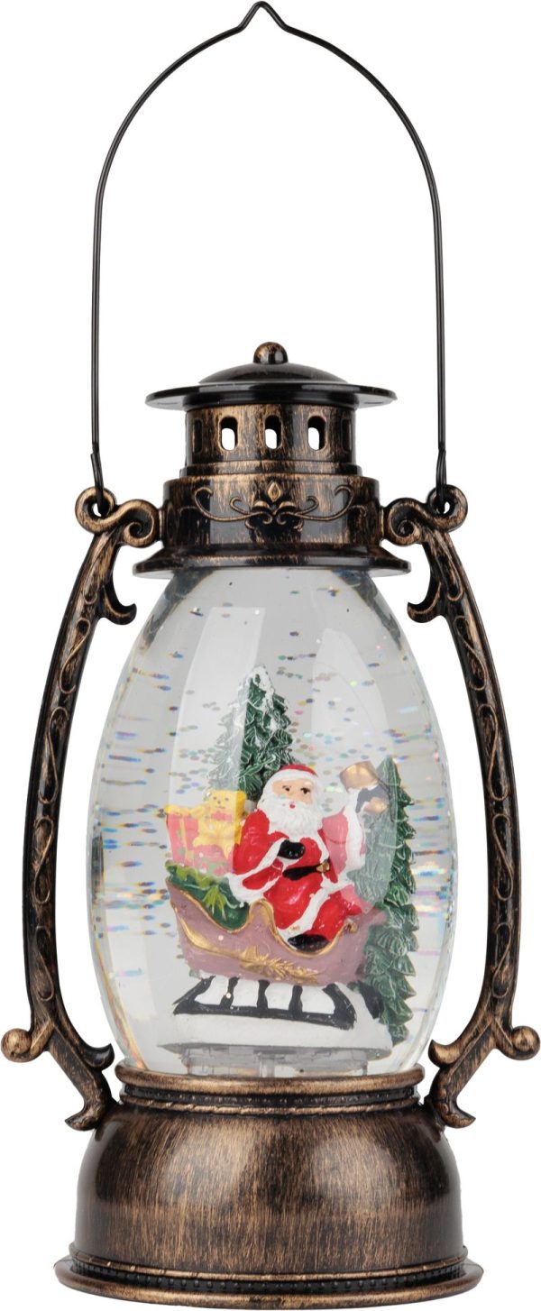 Lampáš MagicHome Vianoce Retro, LED teplá biela, so santom, s trblietkami, čierny, 3xAA, plast, 13x11x24/35 cm – Obrázok 4