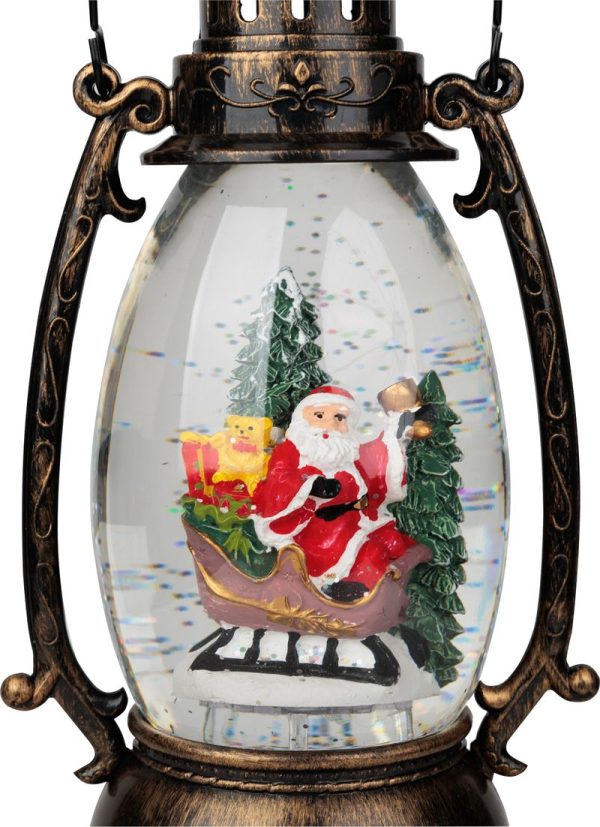 Lampáš MagicHome Vianoce Retro, LED teplá biela, so santom, s trblietkami, čierny, 3xAA, plast, 13x11x24/35 cm – Obrázok 3