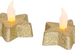 Sviečka MagicHome Vianoce, LED Hviezda, zlatá, teplá biela, 5,8x4,8 cm
