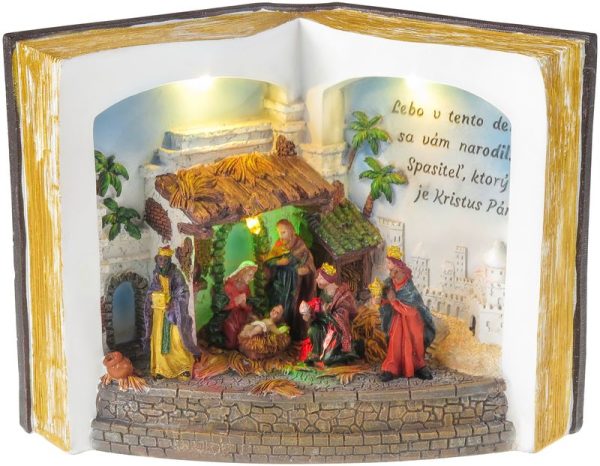 Dekorácia MagicHome Vianoce, Betlehem v knihe, farebná, 3 LED, 3xAA, interiér – Obrázok 3