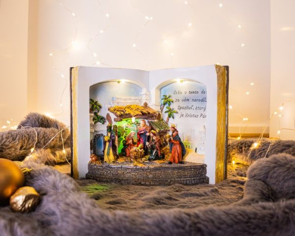 Dekorácia MagicHome Vianoce, Betlehem v knihe, farebná, 3 LED, 3xAA, interiér – Obrázok 2
