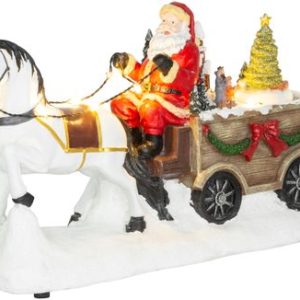 Dekorácia MagicHome Vianoce, Santa s koňom, LED, 3xAA, interiér