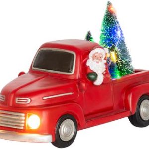 Dekorácia MagicHome Vianoce, Vianočné auto so santom, LED, 3xAA, interiér