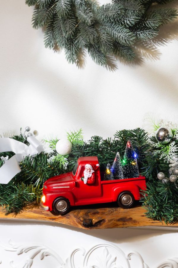 Dekorácia MagicHome Vianoce, Vianočné auto so santom, LED, 3xAA, interiér – Obrázok 2
