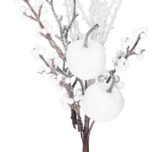 Vetvička MagicHome Vianoce, s kvetom poinsettia,Vetvička MagicHome Vianoce, s bobuľkami a jabĺčkami, biela, 32 cm biela, 19 cm, bal. 6 ks (Kópia)