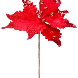 Kvet MagicHome Vianoce, Poinsettia, červená, stonka, 46cm, veľkosť kvetu: 30 cm