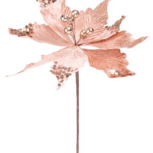 Kvet MagicHome Vianoce, Poinsettia, medený, stonka, 46 cm, veľkosť kvetu: 30 cm