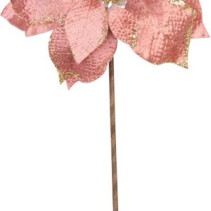 Kvet MagicHome Vianoce, Poinssetia, ružová, stonka, 38 cm, veľkosť kvetu: 24 cm