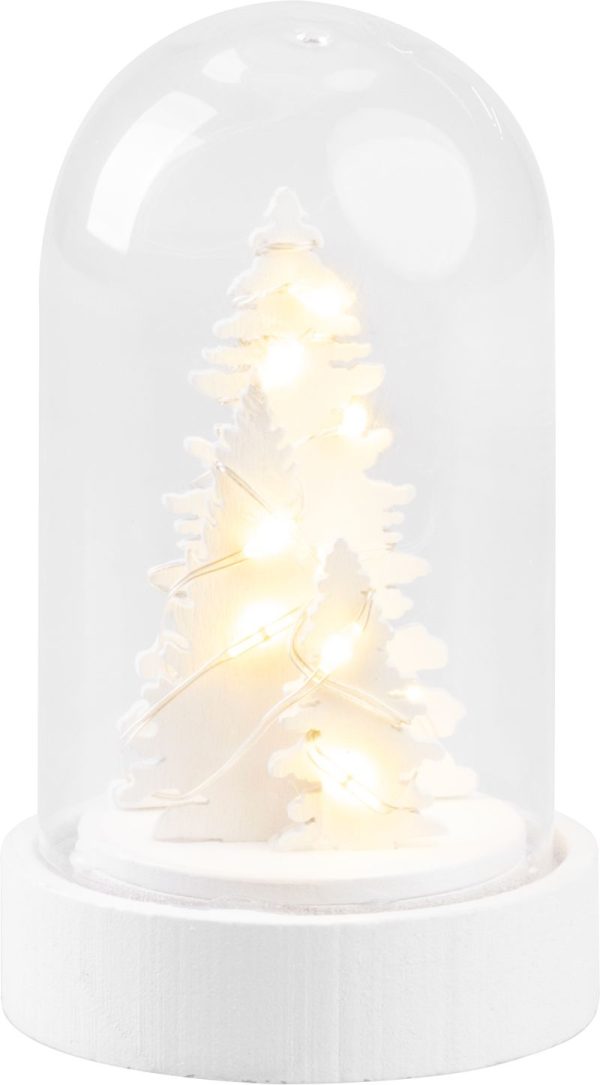 Dekorácia MagicHome Vianoce, biely stromček v kupole, LED, teplá biela, interiér, 5,5x9 cm – Obrázok 4