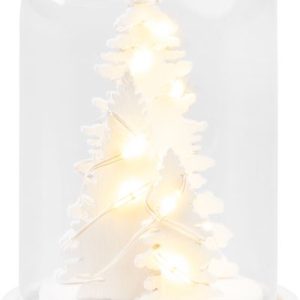 Dekorácia MagicHome Vianoce, biely stromček v kupole, LED, teplá biela, interiér, 5,5x9 cm